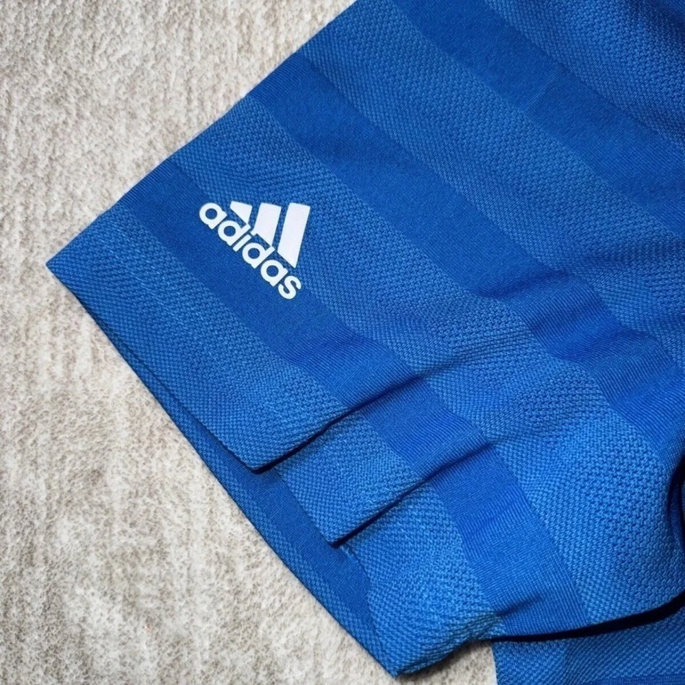 Adidas performance golf polo athletic shirt men’s 2XL Royal Blue Striped EUC XXL - Picture 3 of 5